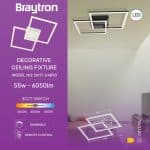 Plafonjera BRY-CRYSTAL-A-55W-3IN1-REMOTE-Bijela sa grafičim prikazom karakteristika i dimenzija