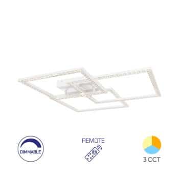 Plafonjera BRY-CRYSTAL-B-80W-3IN1-REMOTE-Bijela sa dimabilna sa daljinskim i cct 3u1 prekidačem za izbor boje svjetlosti