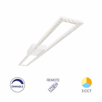 Plafonjera BRY-CRYSTAL-C-40W-3I1-REMOTE-Bijela sa kristalima, aluminijskim ramom, daljinskim upravljačem i 3cct prekidačem