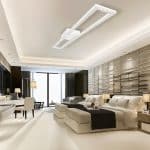 Plafonjera BRY-CRYSTAL-C-40W-3I1-REMOTE-Bijela u modernom dnevnom boravku, montirana na strop