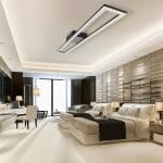 Plafonjera BRY-CRYSTAL-C-40W-3I1-REMOTE-Crna montirana na strop modernog dnevnog boravka