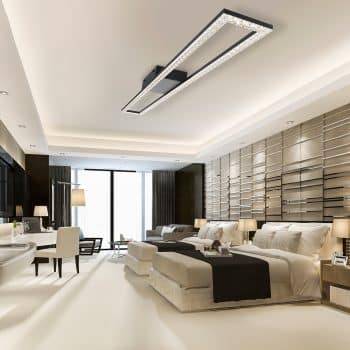 Plafonjera BRY-CRYSTAL-C-40W-3I1-REMOTE-Crna montirana na strop modernog dnevnog boravka