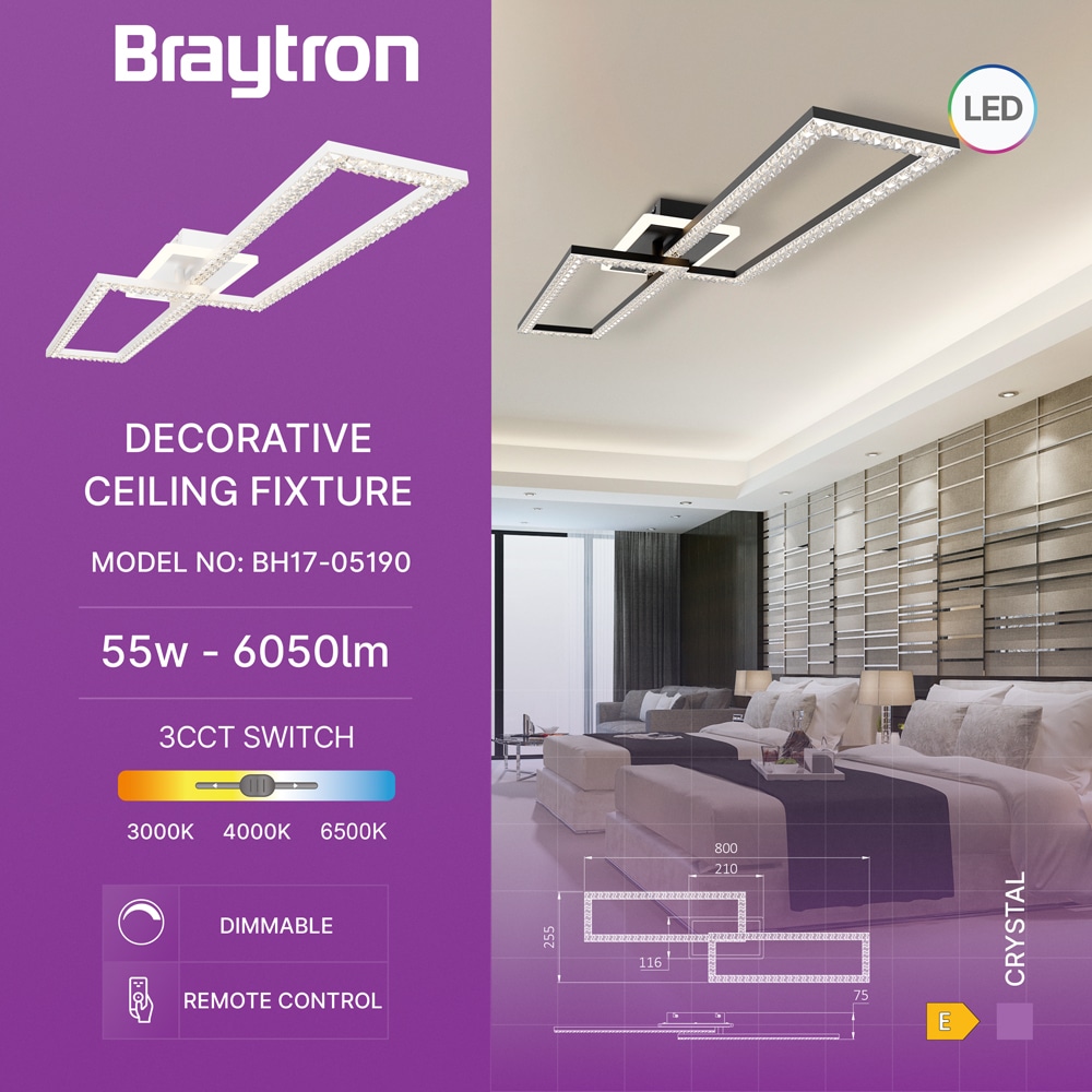 BH17-05190_3 Plafonjera BRY-CRYSTAL-D-55W-3IN1-Bijela tehničke karakteristike plafonjere snaga lumeni daljinski i dimenzije