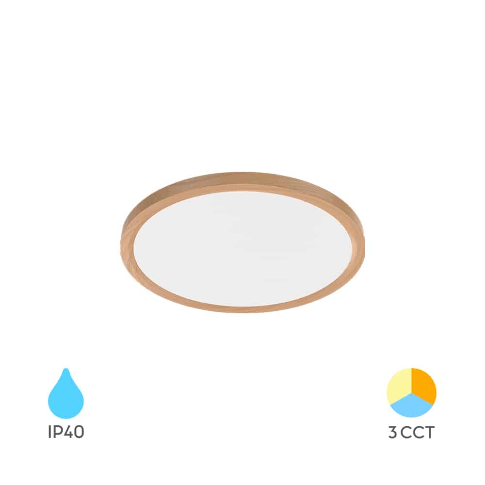 BP07-00287_1 Plafonjera BRY-JADE-SLR-WDN-RND-20W-3IN1-Boja drveta sa bijelim difuzorom ikonoma za opciju odabira boje svjetlosti i 3cct prekidačem