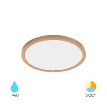 Plafonjera BRY-JADE-SLR-WDN-RND-26W-3IN1-Boja drveta sa bijelim difuzorom i okvirom u boji drveta